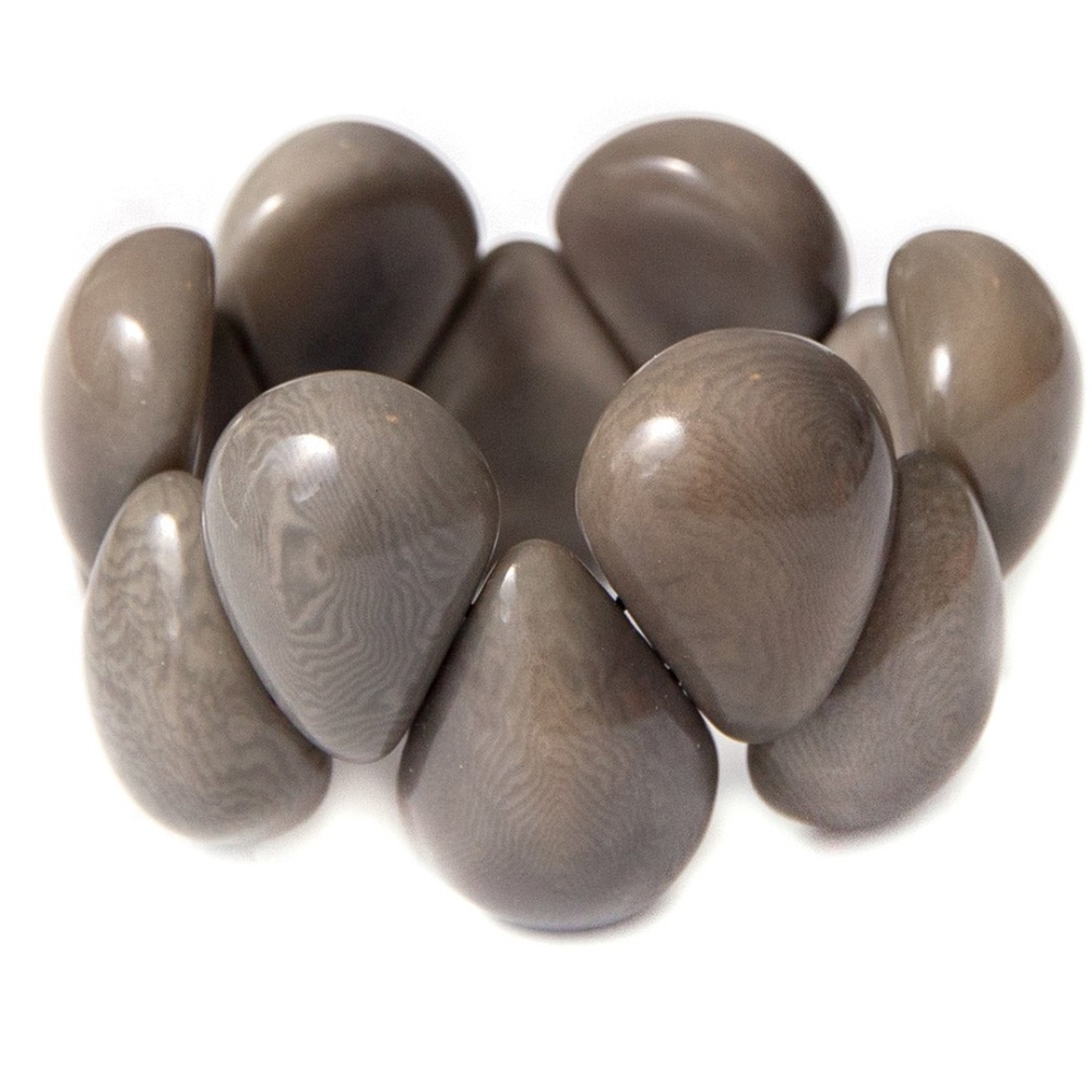 New‎ Charcoal Sustainable Rainbow Tagua Nut Shape Stretch Bracelet